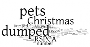 Wordle created from the headings in a Google search asking if people dump pets at Christmas.